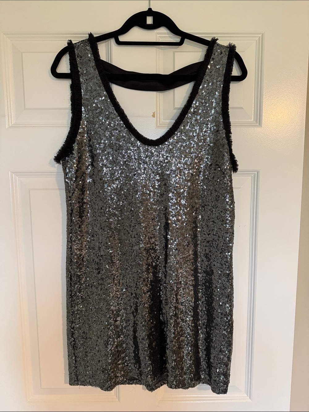 Sequin Tank Dress in Silver - Sparkling Women’s Evening Mini Dress